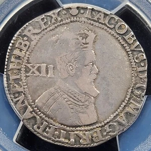 Scarce Silver 1603-25 Scotland 12 Shillings James VI S-5506 | PCGS VF25 - Picture 1 of 3