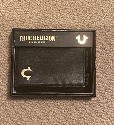 NUEVA BILLETERA DE CUERO TRUE RELIGION PARA HOMBRE TRIPLE PLIEGUE Foto 1 de 4