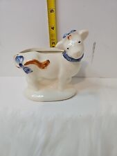 VINTAGE RURAL COUNTRY COW PLANTER CERAMIC WHITE CALF DAIRY FARM RANCH 4 In.