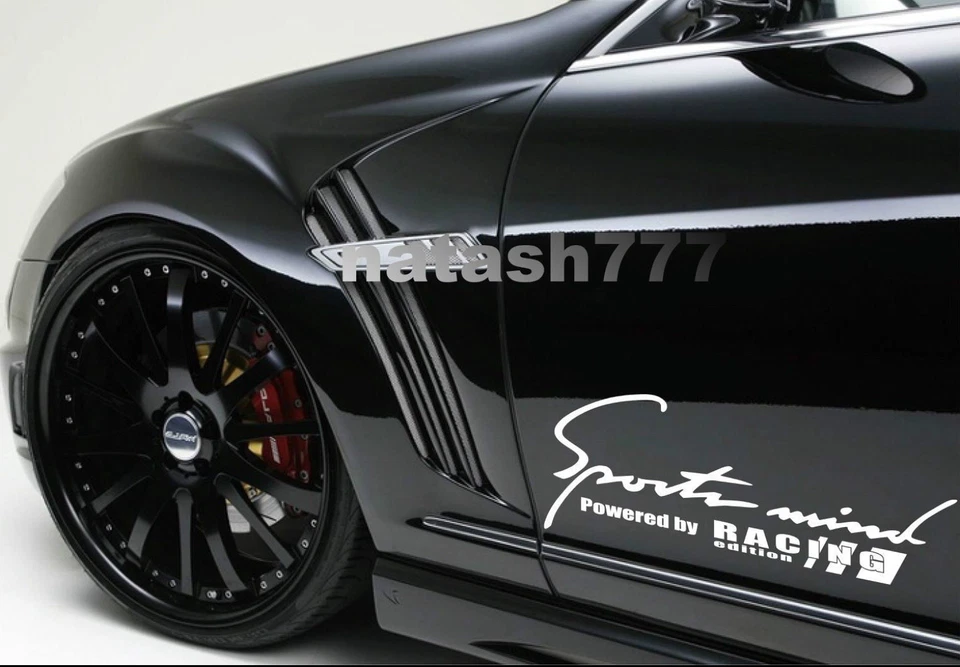 Sports Mind Powered by Racing Edition door Vinyl Decal sticker emblem logo 2pcs - Image 1 of 1