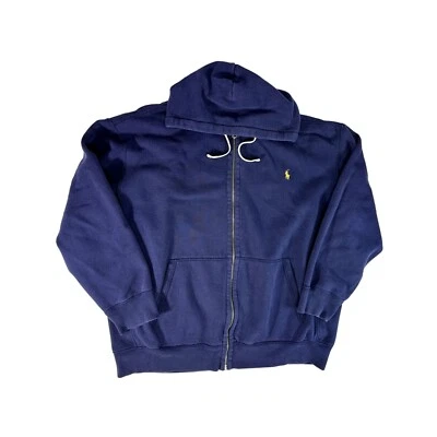 Moletom com capuz Ralph Lauren POLO zíper completo azul com pônei amarelo masculino 3XB - Imagem 1 de 4