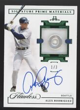 ALEX RODRIGUEZ 2021 FLAWESS EMERALD MARINERS GAME USED JERSEY BUTTON AUTO 1/3