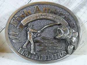 Vintage Fish America Limited Edition Pewter Belt Buckle - G3 - Picture 1 of 7