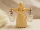 3 Piece Vintage Plastic Dutch Girl Bearing Glass Salt And Pepper Shakers