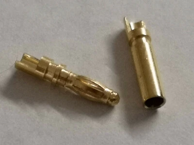 HORIZON HOBBY 1 Paar Ø 2mm x 12mm Goldkontaktstecker + Buchse kurz Lötkelche halboffen