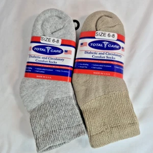 Total Care Diabetic Socks Men's Size 6-8 Gray Green North Carolina USA 6 Pair - Picture 1 of 7