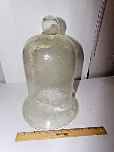 HUGE CLEAR DOME GLASS COVER W/BUBBLES IN GLASS HANDBLOWN LARGE - Picture 1 of 4