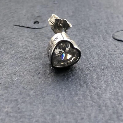 Single Michael Kors Heart Shaped Stud Earring Silver Tone QZ Stone MKJX7793040 - Image 1 of 4
