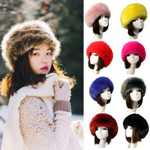 Womens Fur Headband Ear Warmers Ladies Girls Winter Ski Furry Hair Band Hat