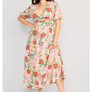Old Navy Fit & Flare Twist Front Linen Maxi Dress Floral Print Cottagecore XL - Picture 1 of 6