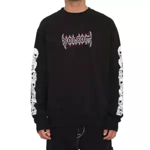 Volcom Men's Stone Lord Crew Fleece Black Long Sleeve Sweatshirt (BLK) - Picture 1 of 6