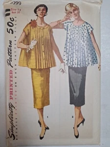 Maternity Skirt Top Suitdress 14 Simplicity 1099 Sewing Pattern CUT VTG 50s Slim - Picture 1 of 6