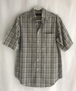 Camisa con botones Roundtree talla S multicolor a cuadros manga corta fácil cuidado para hombre - Imagen 1 de 10