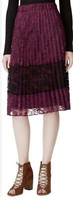 Falda plisada hasta la rodilla de chifón negra púrpura de Maison Jules para mujer-L Foto 1 de 3