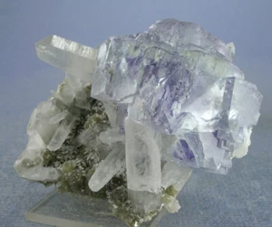 STEPPED PHANTOM FLUORITE CRYSTALS w QUARTZ, YAOGANGXIAN, CHINA, GLOBE MINERALS - Picture 1 of 3
