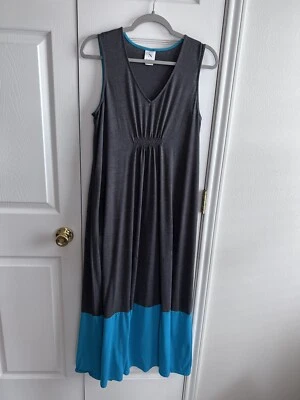 Maxi vestido/ropa de salón mediano gris/verde azulado mezcla de poliéster cuello en V Natori para mujer Foto 1 de 4