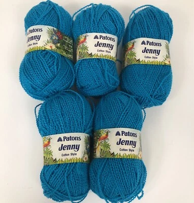 5 New 50g Skeins Of Patons Jenny Acrylic Nylon Yarn Color Blue 6044 - Image 1 of 4