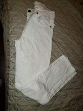 Helmut Lang Moto Skinny Slim Jeans White  Lightweight Cotton high Rise SZ 26