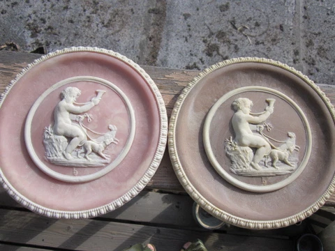 2 Vintage Incolay Stone Coralay Classic Plaques An Original Los Angeles Calif Cover