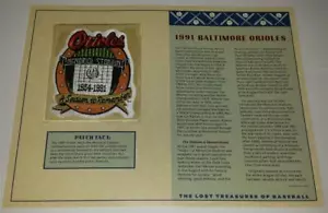 1991 BALTIMORE ORIOLES OFFICIAL MLB WILLABEE & WARD EMBELM MLB MEMORIAL PATCH - Picture 1 of 2