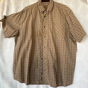 Camisa de trabajo Schmidt para hombre 3XL marrón a cuadros manga corta bolsillo con botones en el pecho - Imagen 1 de 11