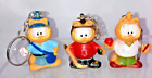 Lot 3 Garfield Ring Keychain Rubber Squishy Hockey Mailman Food One Ring Missing