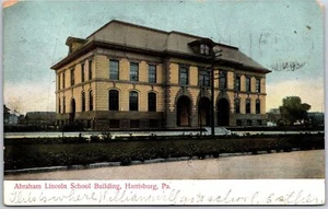 1907 Abraham Lincoln edificio scolastico Harrisburg Pennsylvania PA cartolina postale - Foto 1 di 2
