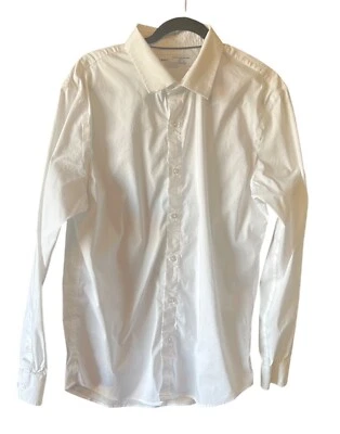 男式旧海军蓝白色正装衬衫 LS 内置弹性棉/聚乙烯混纺 — 第 1/4 张图片