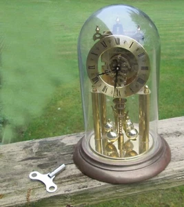 Vintage Elgin S. Haller Anniversary Cock w/ Glass Dome & Key - Running - Picture 1 of 11