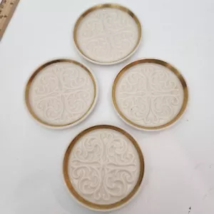LENOX Seville Collection Coasters 24k Gold Trim Off Edge Set of 4 Rare Vtg Disc. - Picture 1 of 11