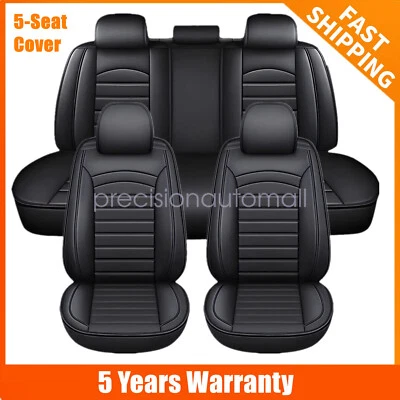 Car Full Set 5-Seat Cover Front &Rear Leather Protector Cushion For Nissan Black Foto 1 de 4