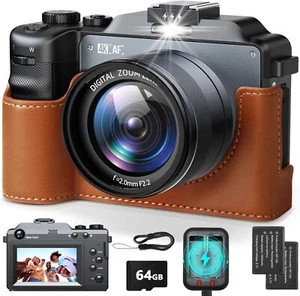 4K Digitalkamera 64GB Fotokamera Dual Kamera 64 MP Autofokus Vlogging Fotokamera - Bild 1 von 10