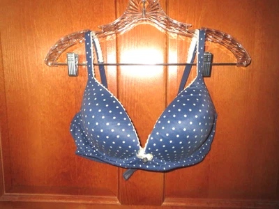 Victoria's Secret Feminino 38C Body por Victoria Sem Fio Azul Marinho Bolinhas Excelente Estado Usado - Imagem 1 de 4
