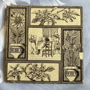 Antique 1881 Kate Greenaway Antique T & R Boote Tiles - Children - Picture 1 of 8