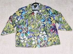 Trenz by Theresa Renz Blazer Damen 2XL grün leuchtend Blumen bestickt Jacke - Bild 1 von 8