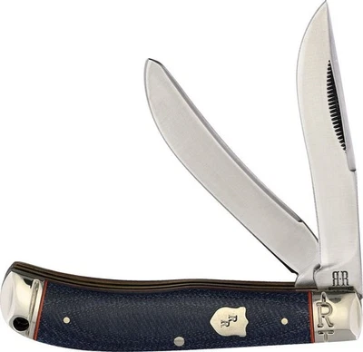 BLUE RIDGE KNIVES, INC Rough Ryder Rider Messer Denim Micarta Bow Trapper Slipjoint Taschenmesser