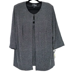 NWT Alex Evenings 2X 2 Piece Set Jacket Tank Top Black Silver Glitter Metallic - Picture 1 of 10