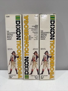 Dixon Ticonderoga No. 2 Yellow Pencils (3)12 pack Soft Lead Vintage Packaging - Picture 1 of 4