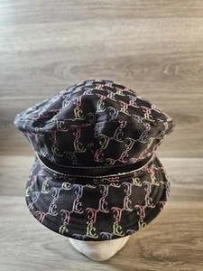 Liz Claiborne Black Newsboy Cap Monogrammed Design Women's Hat - Picture 1 of 4