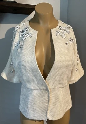 St. John Couture вручную бисер размер 6 цветочный украшенный кремовая куртка/блейзер - Изображение 1 из 4