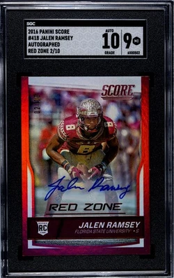 2016 Score #418 Jalen Ramsey Red Zone RC 02/10 SGC 9 Auto 10 FSU - Image 1 of 2