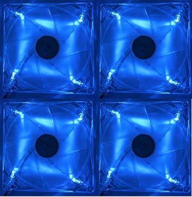 4x Power Color 140mm x 20mm  Computer Case Blue LED Cooling 4-Pin Molex Fan - Image 1 of 2