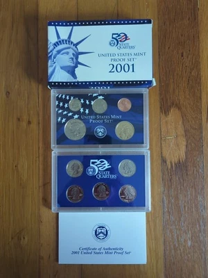 NEW 2001 United States Mint Proof Coin Set US 50 State Quarters w/ COA - Image 1 of 2