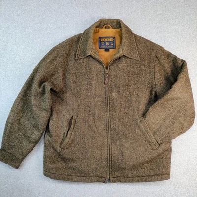 VTG Woolrich Men's Herringbone Wool Coat Brown Tweed Quilted Lining XL USA Made - Image 1 of 4
