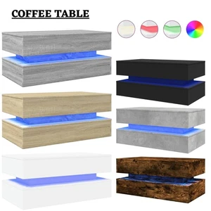Modern Coffee Table Sofa Side End Table With RGB LED Light Living Room Furniture - Picture 1 of 49