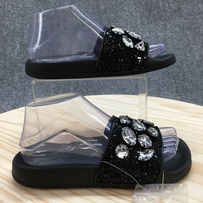 Sandalias Michael Kors Mujer 6 M Gilmore Cristal Adornado Slide Negras NUEVAS Foto 1 de 4
