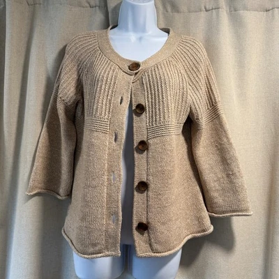 Cárdigan Eddie Bauer Mezcla de Lino Tejido Botón Frontal Color Neutro M Foto 1 de 4