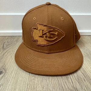 Kansas City Chiefs New Era NFL Hat Cap Fitted 59FIFTY Size 7 3/8 Brown EUC - Picture 1 of 6