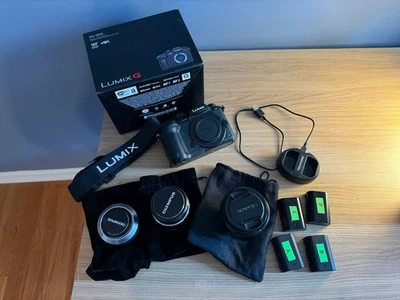 Panasonic Lumix GH5 with 3 prime lenses, 4 batteries, and charger - Image 1 of 4