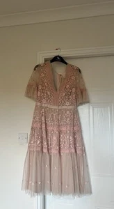 Needle & Thread Blush/pink Embroidered midi Dress Size 10 - Picture 1 of 7
